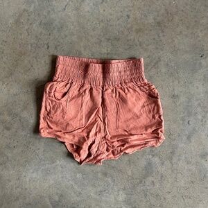 Orange linen blend shorts from Brazil